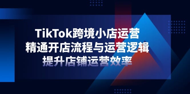 TikTok跨境小店运营,精通开店流程与运营逻辑,提升店铺运营效率-搞钱派