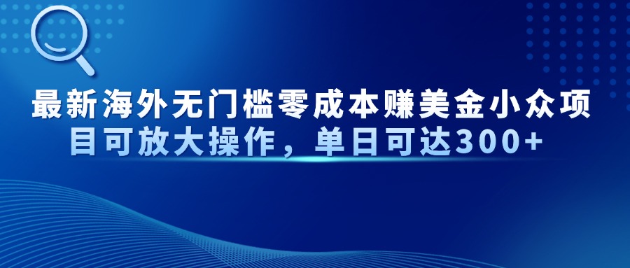 最新海外无门槛零成本赚美金小众项目可放大操作,单日可达300+-搞钱派
