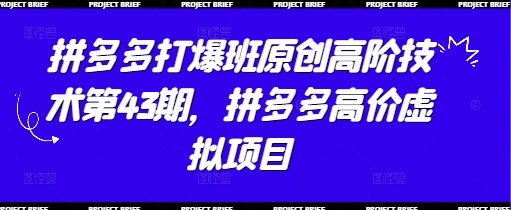 拼多多打爆班原创高阶技术第43期，拼多多高价虚拟项目-搞钱派