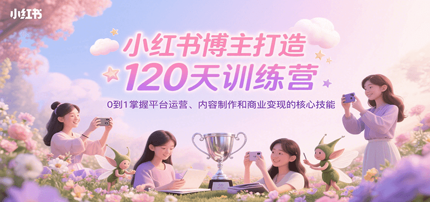 小红书博主打造120天训练营,0到1掌握平台运营、内容制作和商业变现-搞钱派